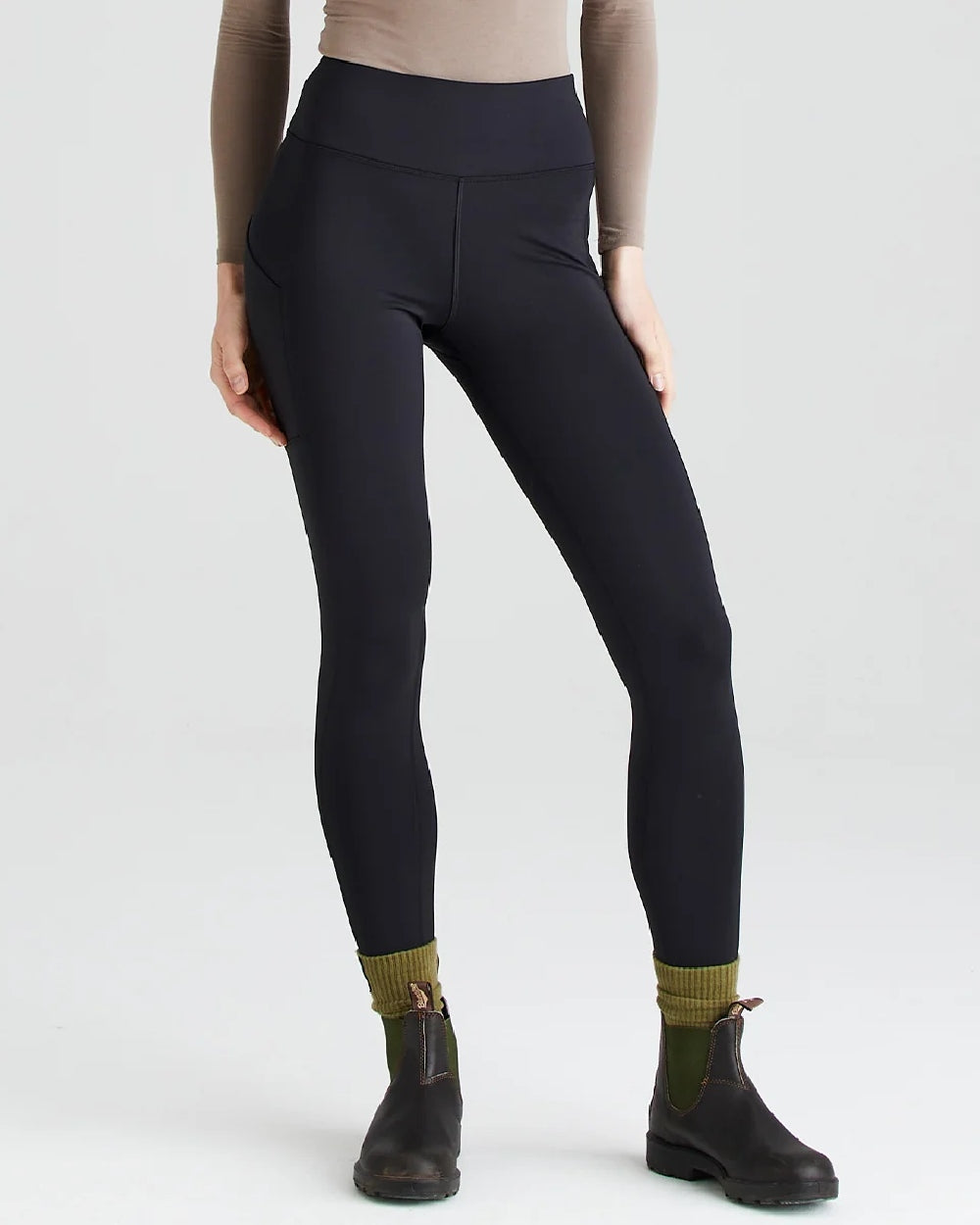 Black coloured Ridgeline Infinity Pro Leggings on grey background 