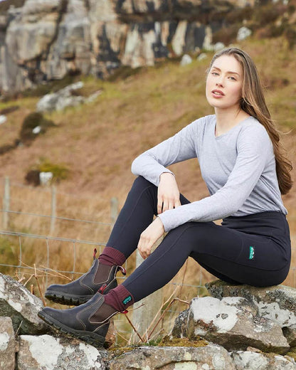 Black coloured Ridgeline Infinity Pro Leggings on field background 