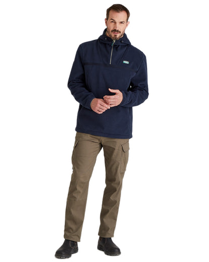 Navy Coloured Ridgeline Kodiak Fleece Smock on white background 