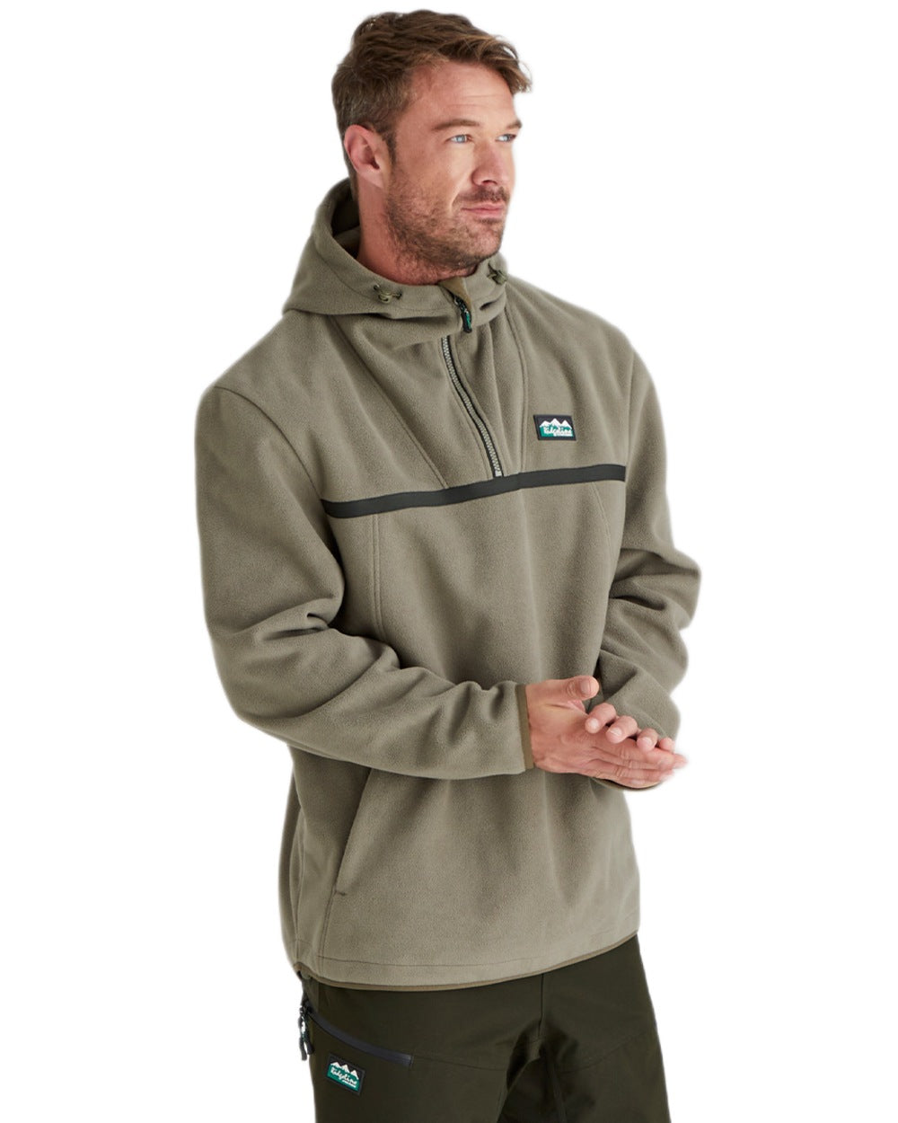 Smokey Olive Coloured Ridgeline Kodiak Fleece Smock on white background 