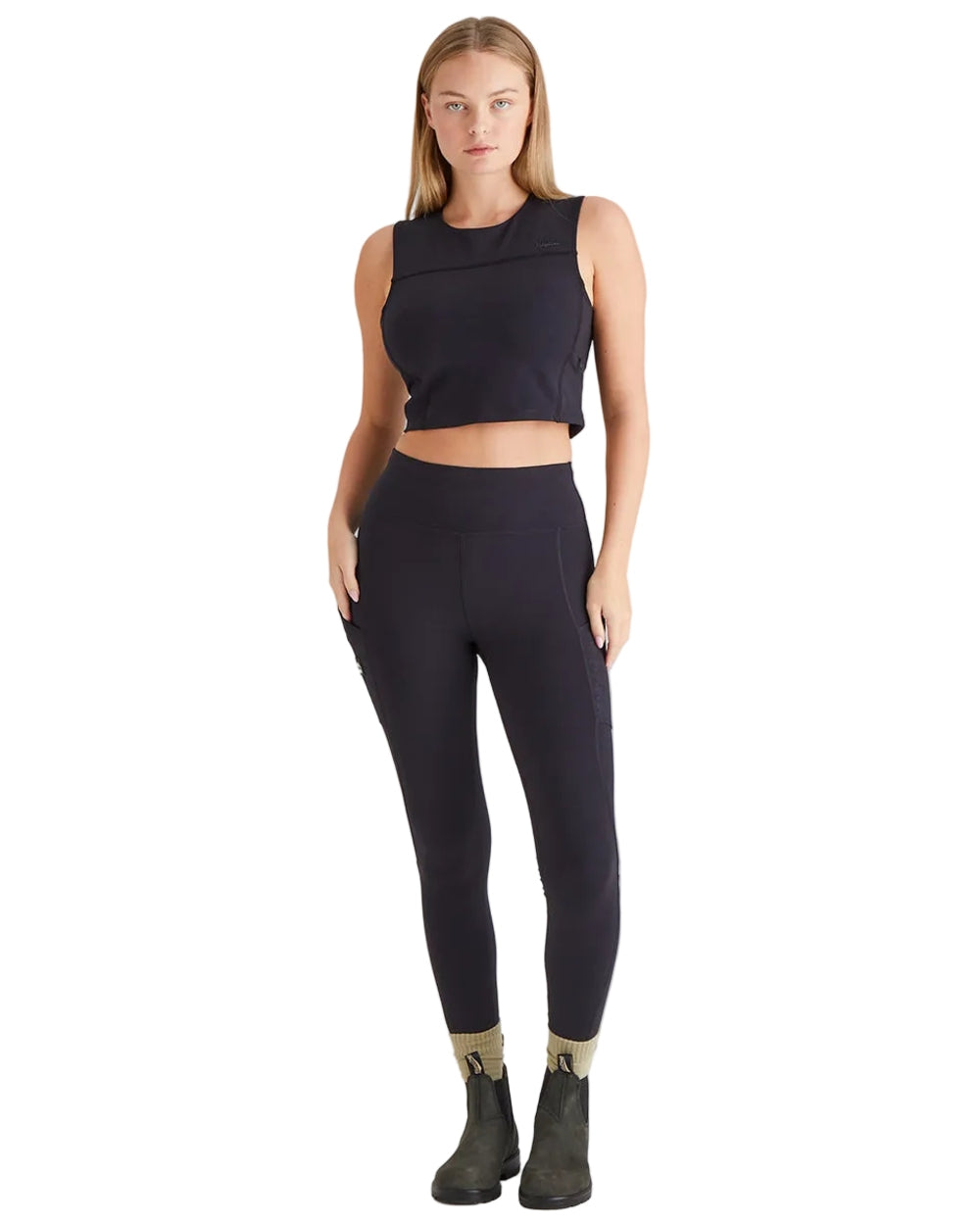 Black Print Coloured Ridgeline Ladies Infinity Leggings on white background 