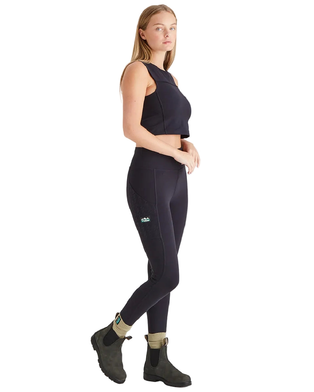 Black Print Coloured Ridgeline Ladies Infinity Leggings on white background 