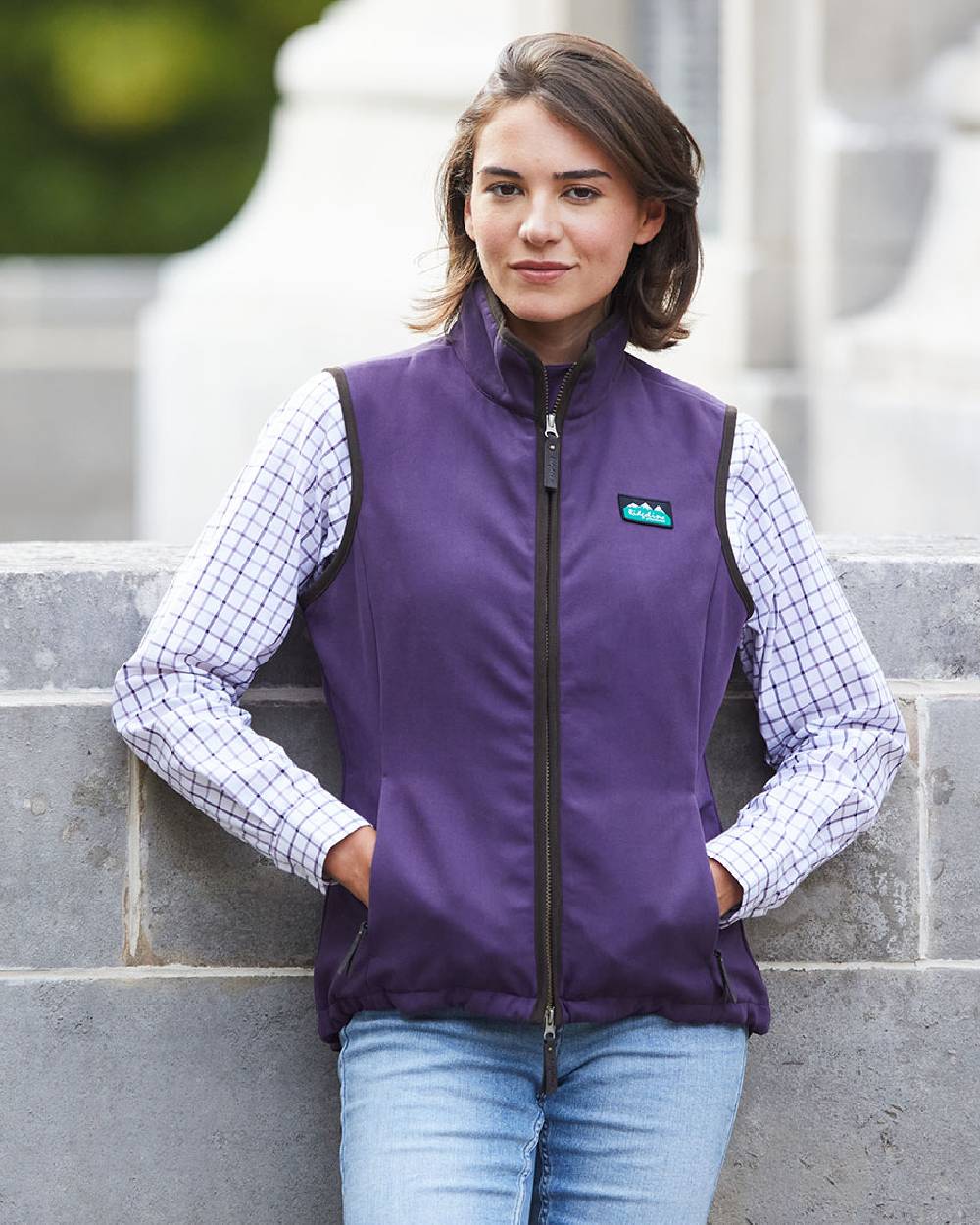Nightshade Coloured Ridgeline Ladies Monarch Gilet on outdoor background 