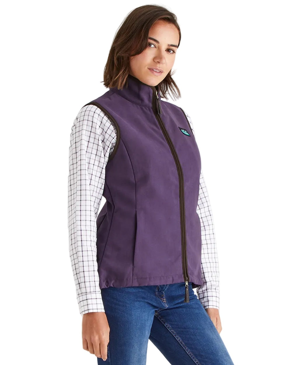 Nightshade Coloured Ridgeline Ladies Monarch Gilet on white background 