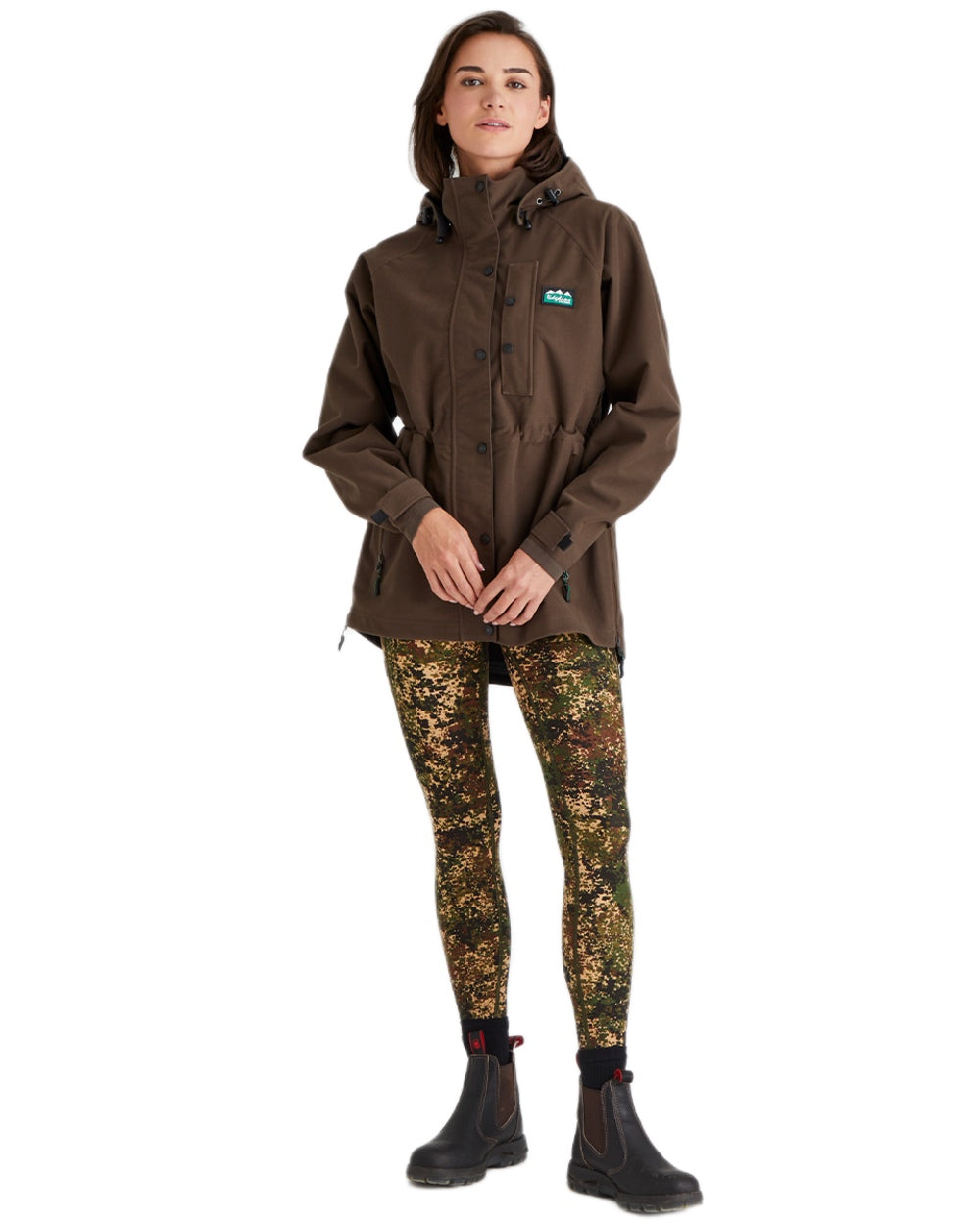Bark Coloured Ridgeline Ladies Monsoon Classic Jacket on white background 