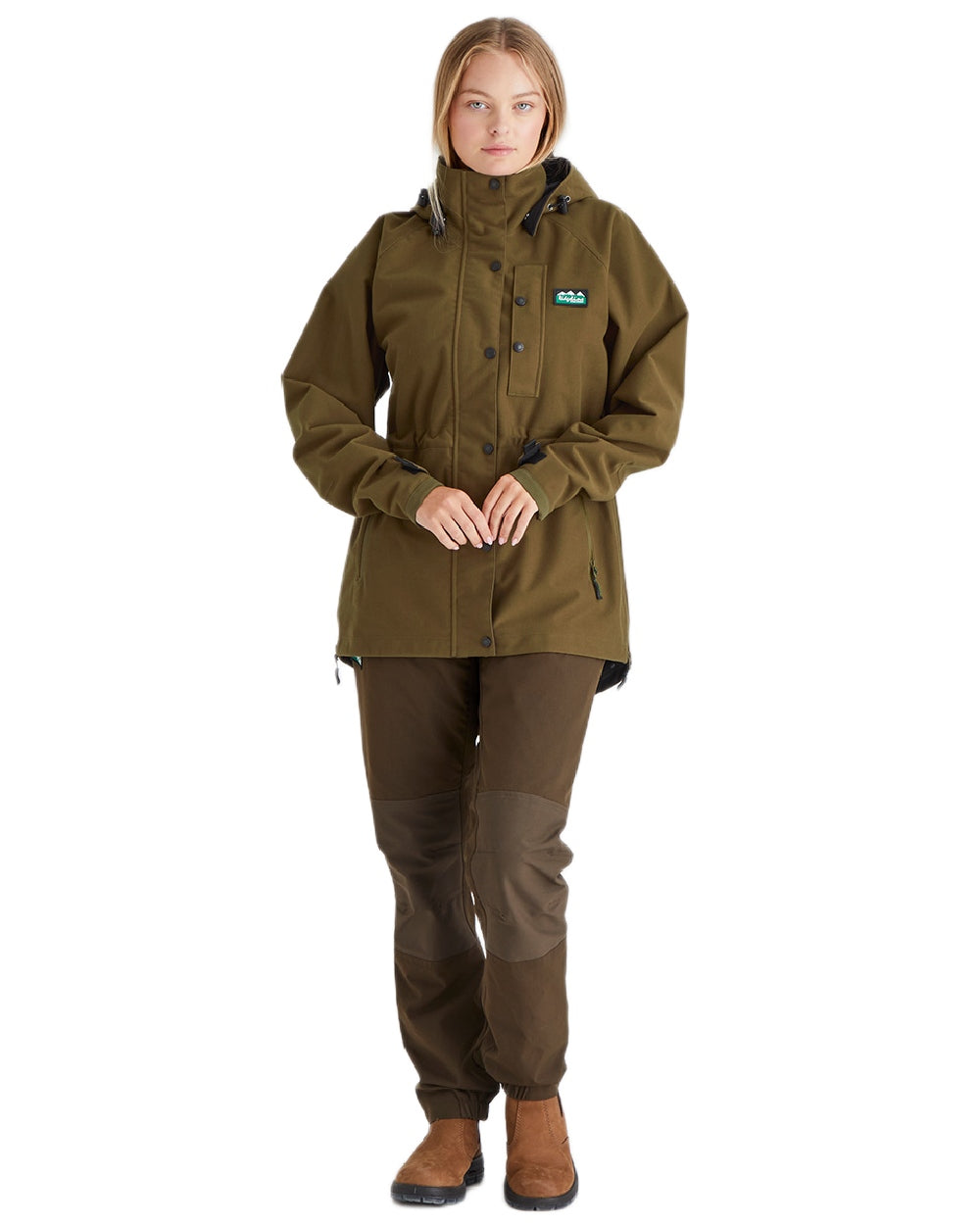 Teak Coloured Ridgeline Ladies Monsoon Classic Jacket on white background 