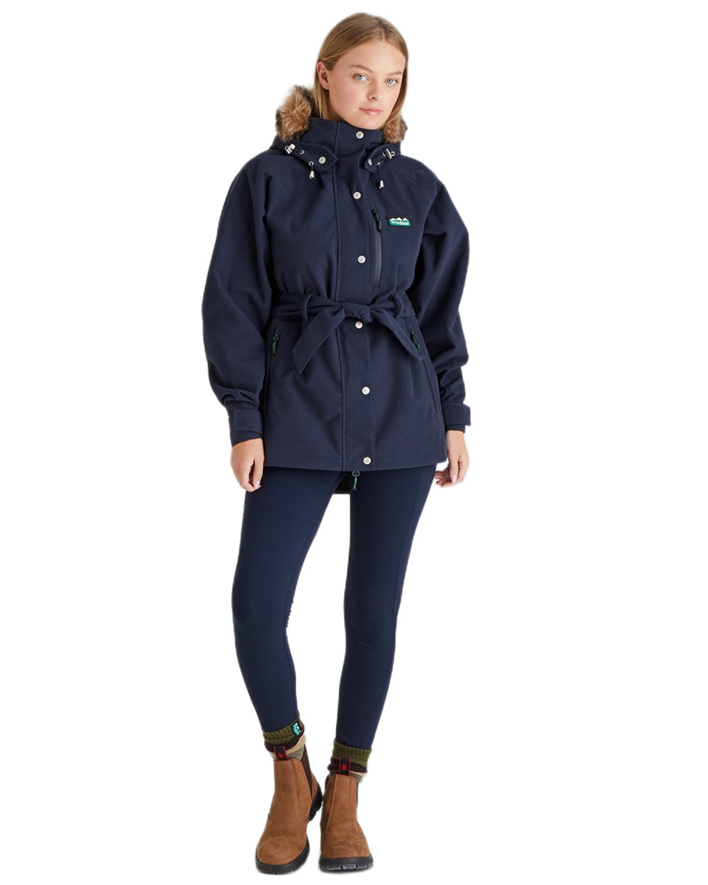 Navy Coloured Ridgeline Ladies Monsoon Nordic Jacket on white background 