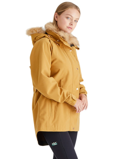 Ochre Coloured Ridgeline Ladies Monsoon Nordic Jacket on white background 