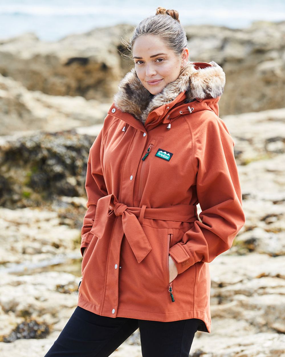 Russet Coloured Ridgeline Ladies Monsoon Nordic Jacket on outdoor background 