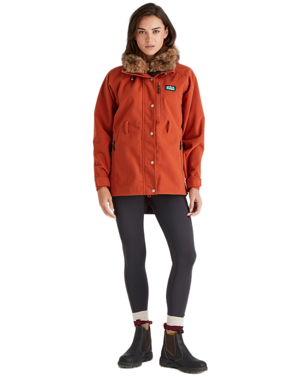 Russet Coloured Ridgeline Ladies Monsoon Nordic Jacket on white background 
