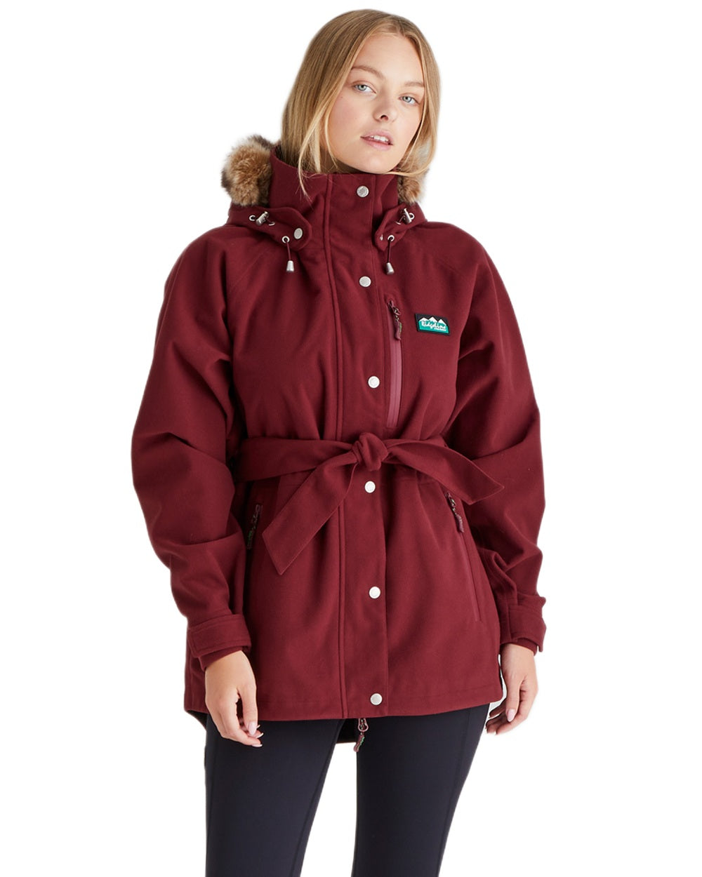 Winter Berry Coloured Ridgeline Ladies Monsoon Nordic Jacket on white background 