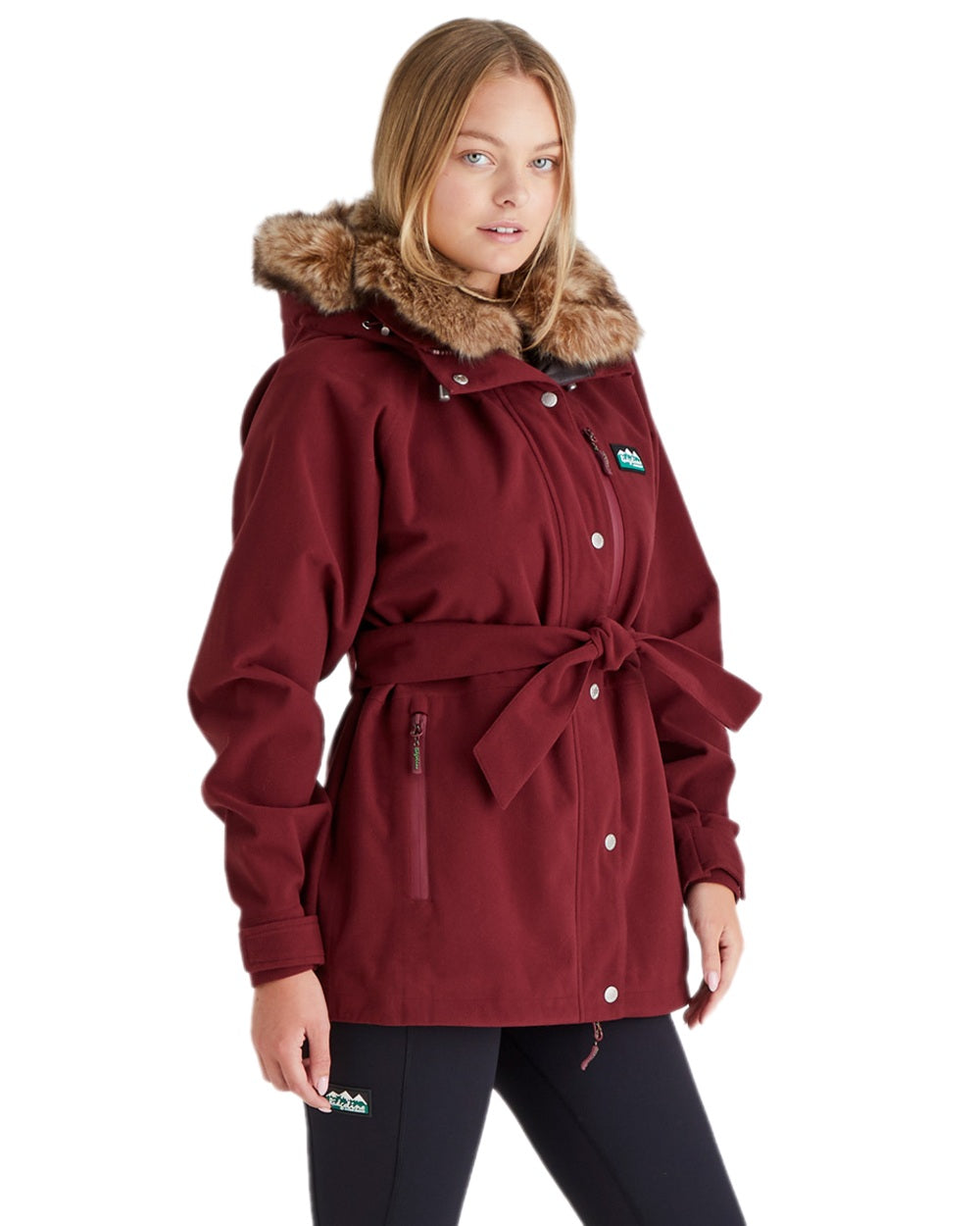 Winter Berry Coloured Ridgeline Ladies Monsoon Nordic Jacket on white background 