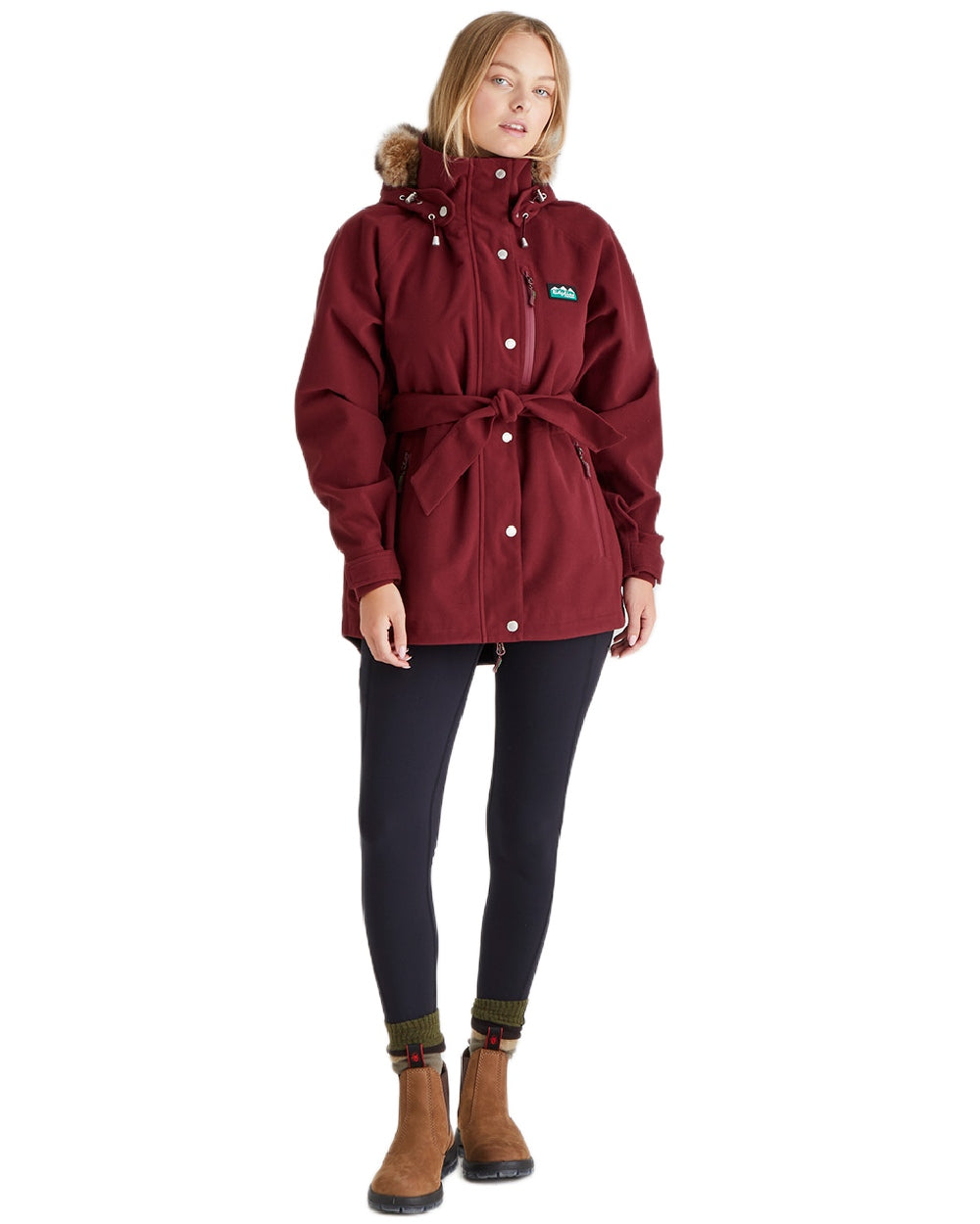 Winter Berry Coloured Ridgeline Ladies Monsoon Nordic Jacket on white background 