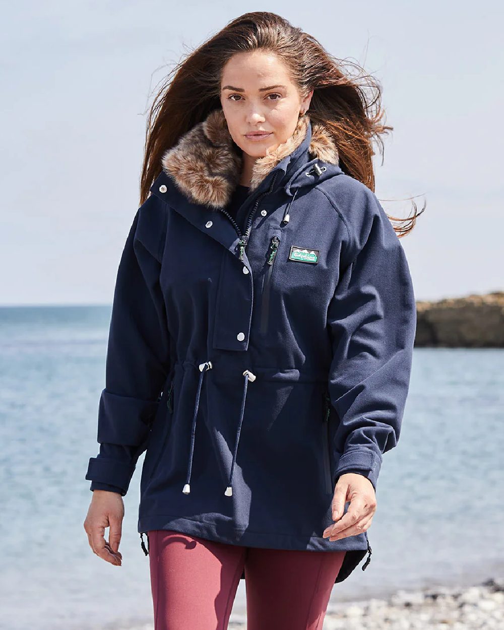 Navy Coloured Ridgeline Ladies Monsoon Nordic Smock on outdoor background 