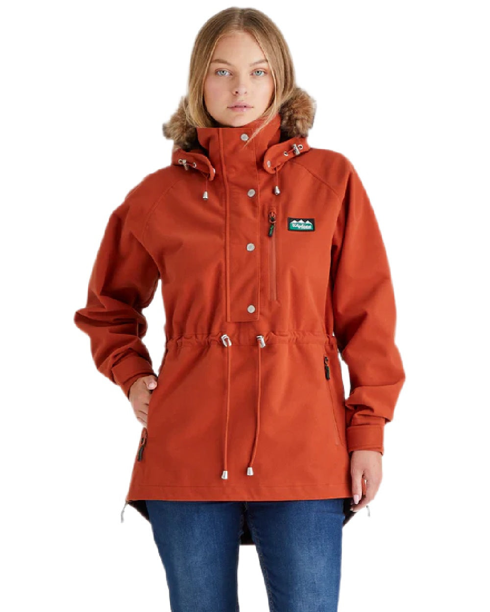 Russet Coloured Ridgeline Ladies Monsoon Nordic Smock on white background 
