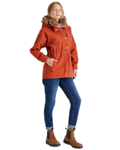 Russet Coloured Ridgeline Ladies Monsoon Nordic Smock on white background 
