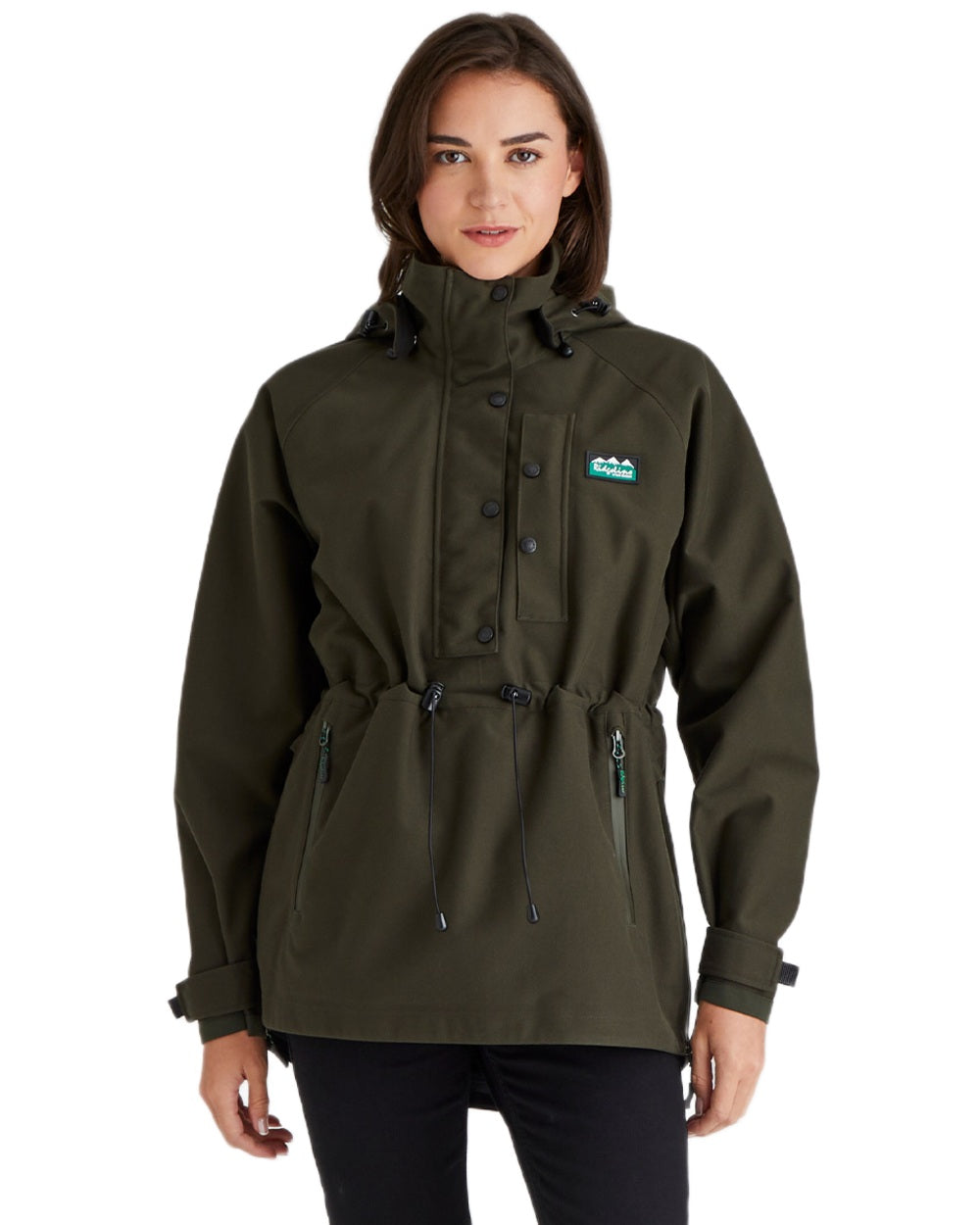 Deep Forest Coloured Ridgeline Ladies Monsoon Waterproof Smock on white background 