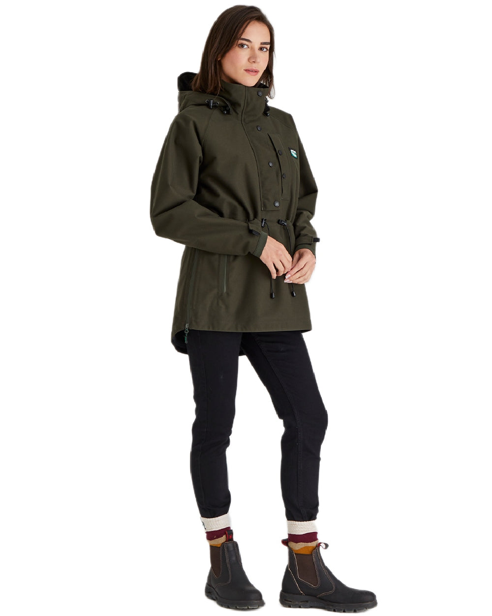 Deep Forest Coloured Ridgeline Ladies Monsoon Waterproof Smock on white background 