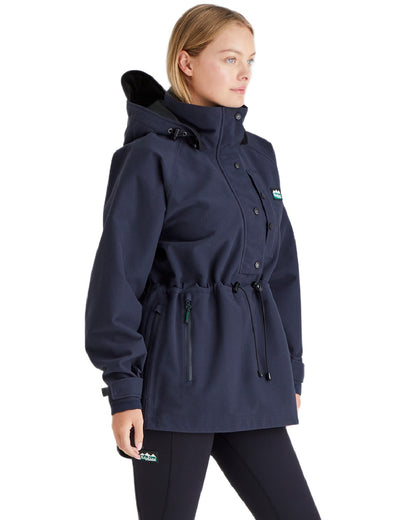 Navy Coloured Ridgeline Ladies Monsoon Waterproof Smock on white background 