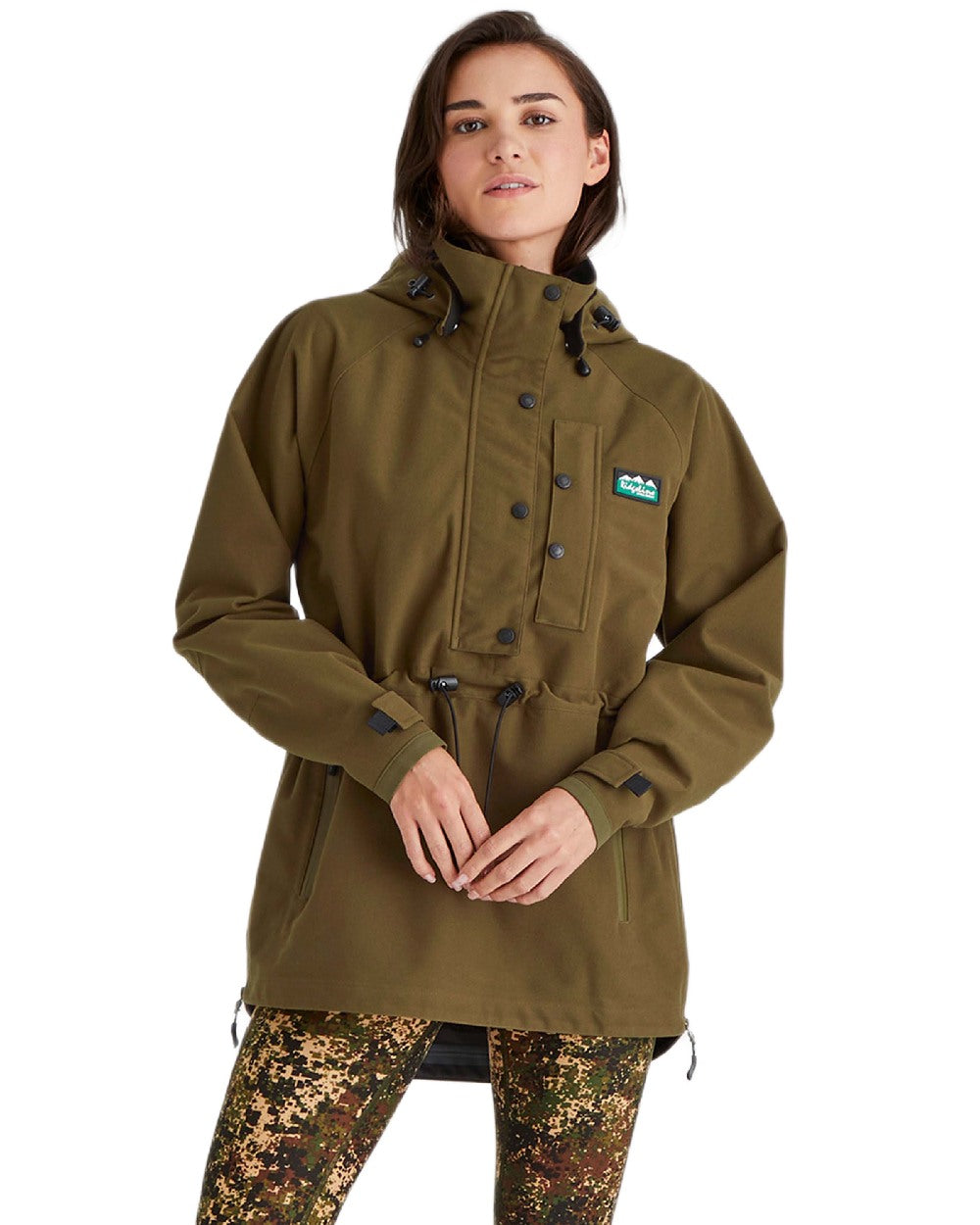 Teak Coloured Ridgeline Ladies Monsoon Waterproof Smock on white background 