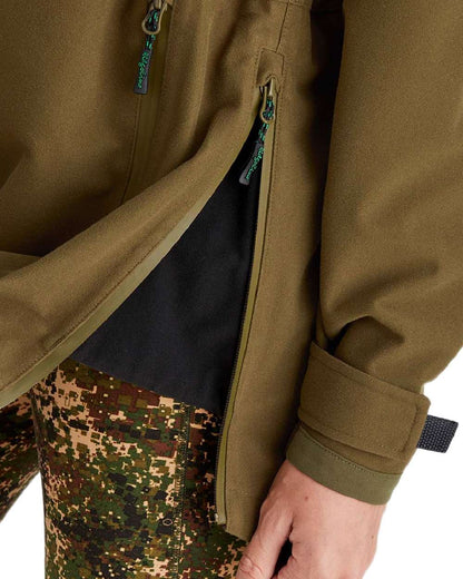 Teak Coloured Ridgeline Ladies Monsoon Waterproof Smock on white background 