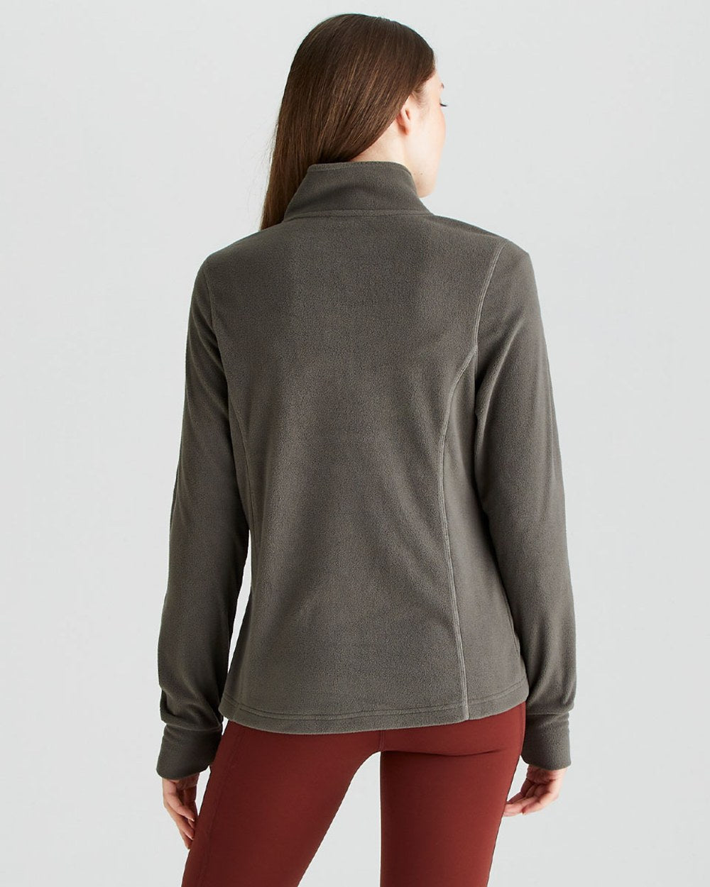 Moss coloured Ridgeline Ladies Narvik Fleece on grey background 