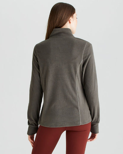 Moss coloured Ridgeline Ladies Narvik Fleece on grey background 
