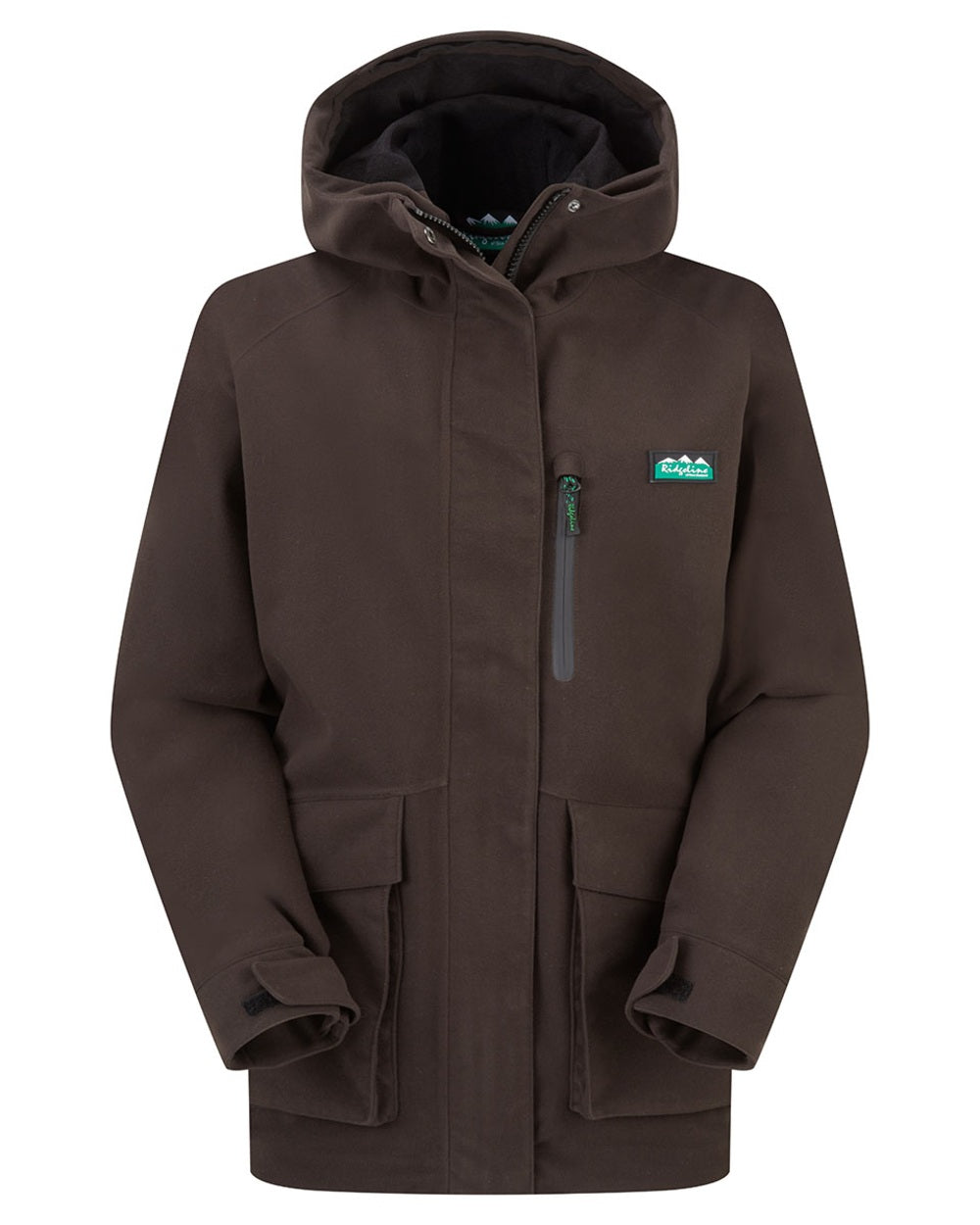 Deep Bark coloured Ridgeline Ladies Rhea Jacket on white background 