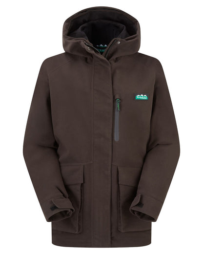 Deep Bark coloured Ridgeline Ladies Rhea Jacket on white background 