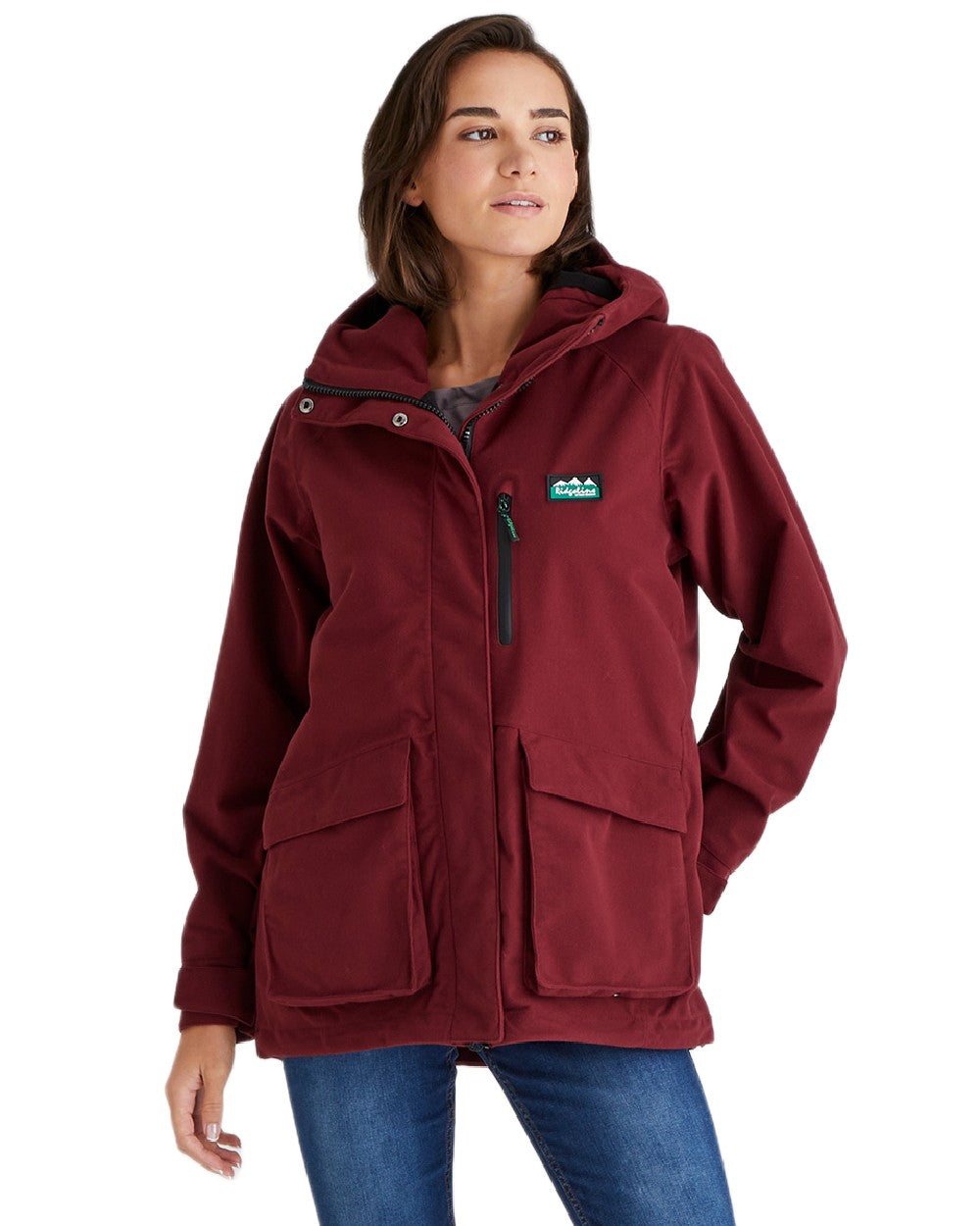 Winter Berry Coloured Ridgeline Ladies Rhea Jacket on white background 