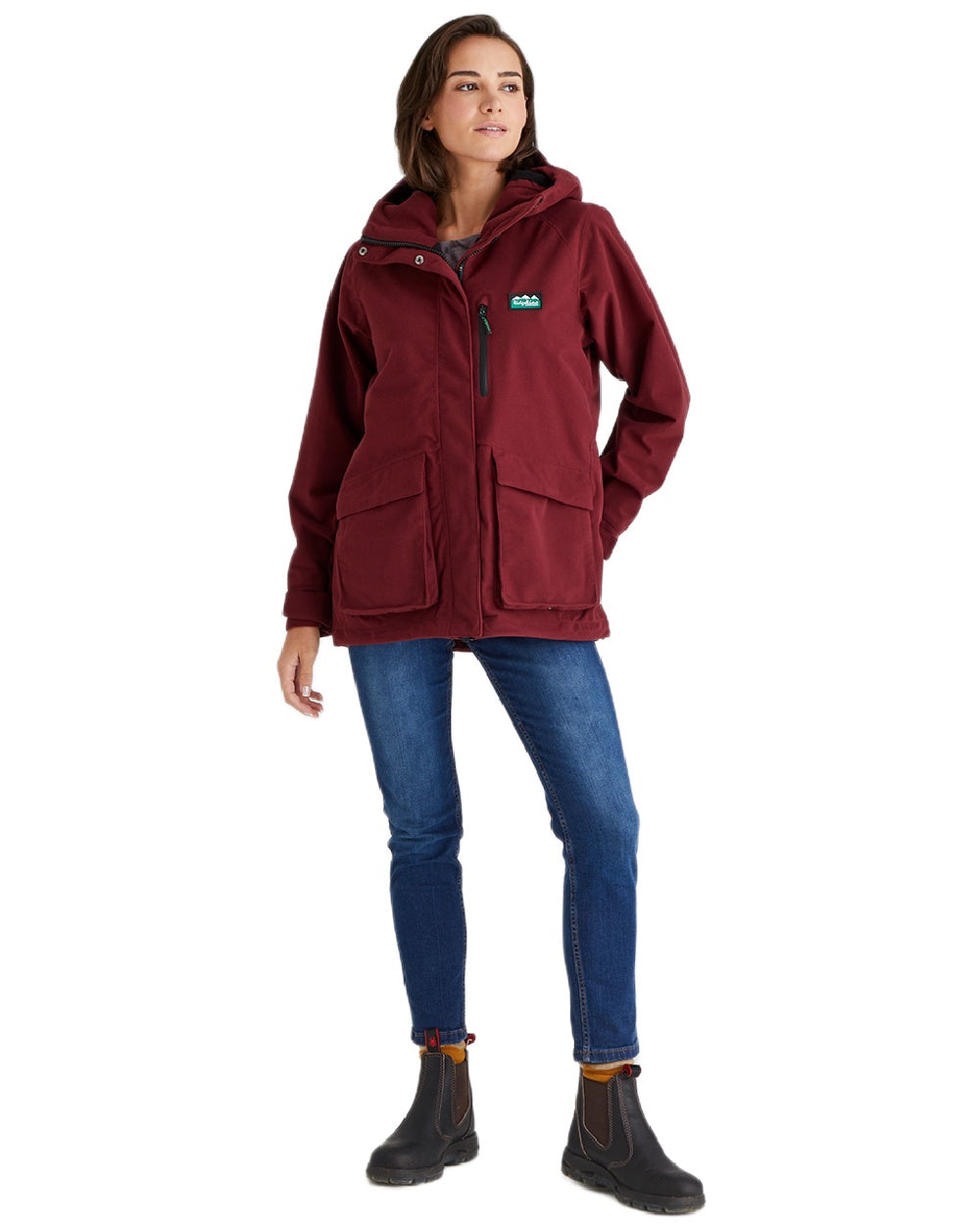 Winter Berry Coloured Ridgeline Ladies Rhea Jacket on white background 