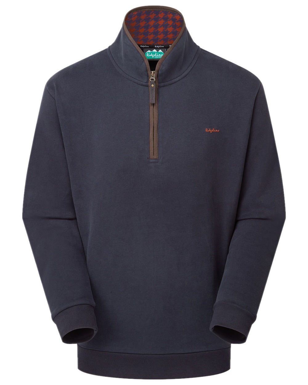 Navy Coloured Ridgeline Mens Brancaster Quarter Zip Top on white background 