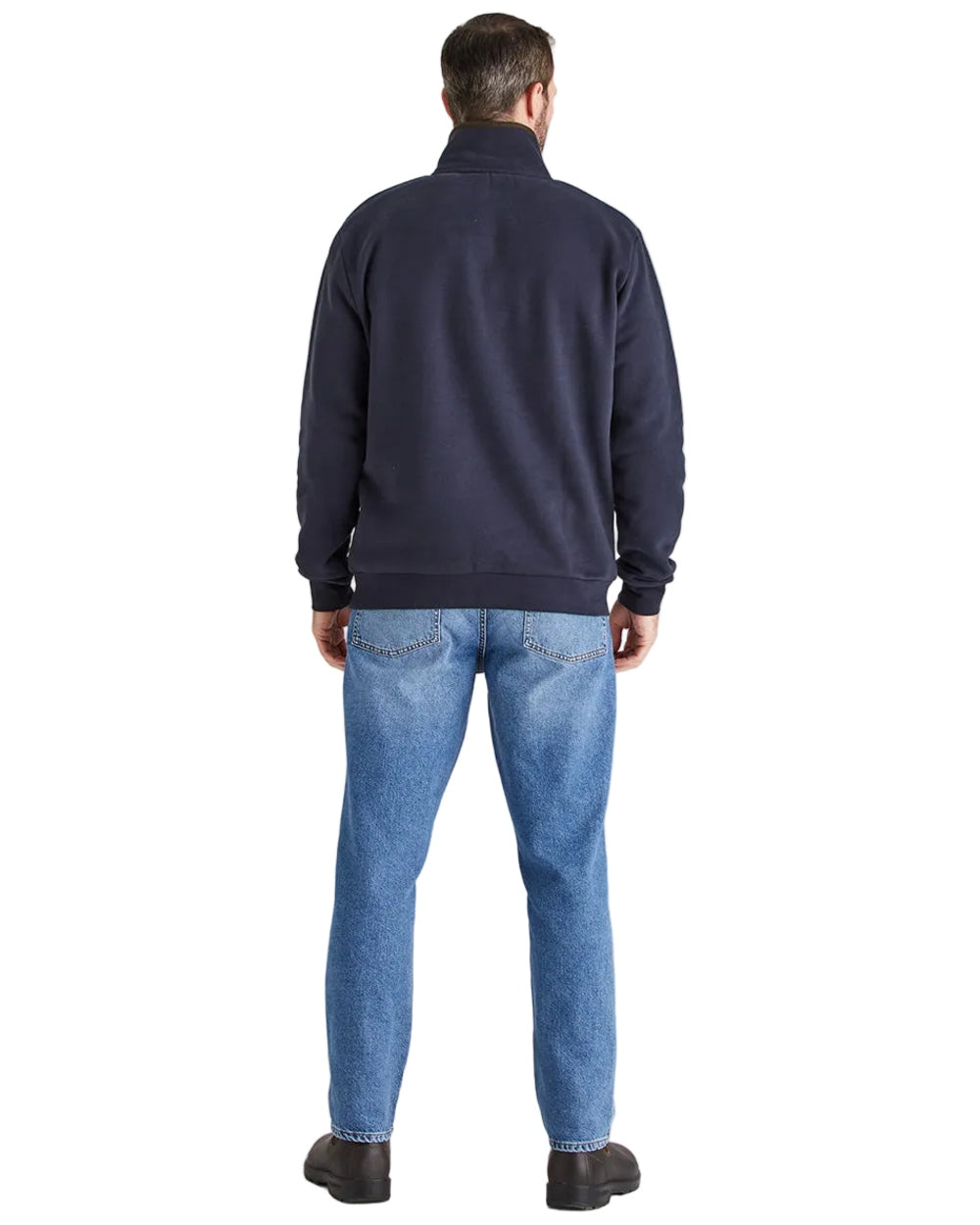 Navy Coloured Ridgeline Mens Brancaster Quarter Zip Top on white background 
