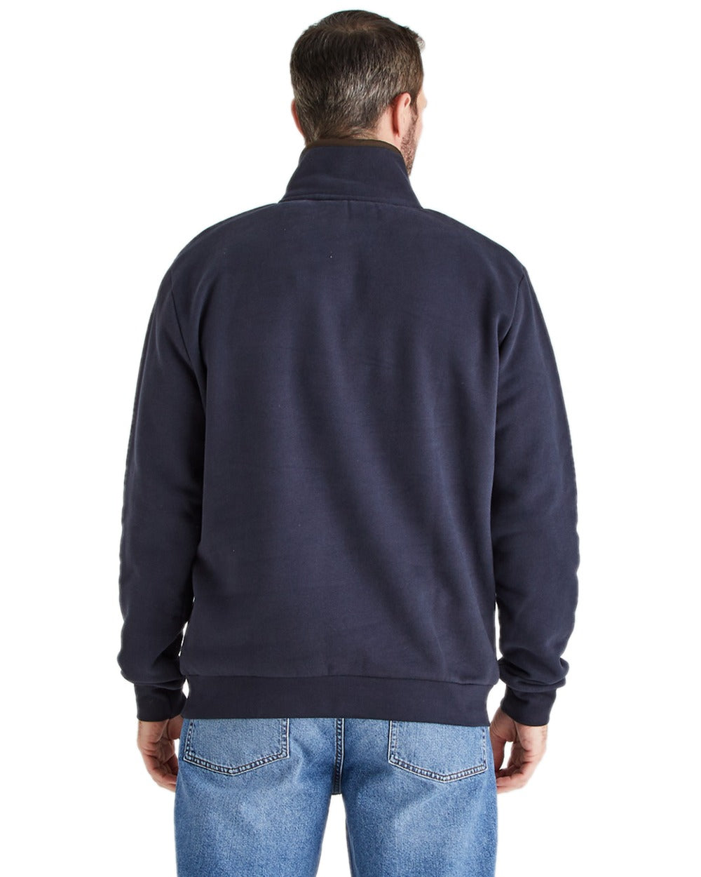 Navy Coloured Ridgeline Mens Brancaster Quarter Zip Top on white background 