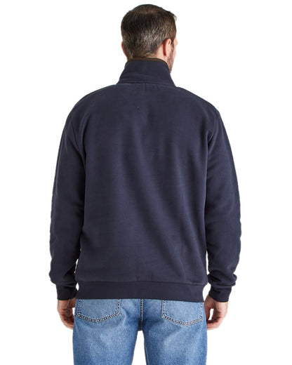 Navy Coloured Ridgeline Mens Brancaster Quarter Zip Top on white background 
