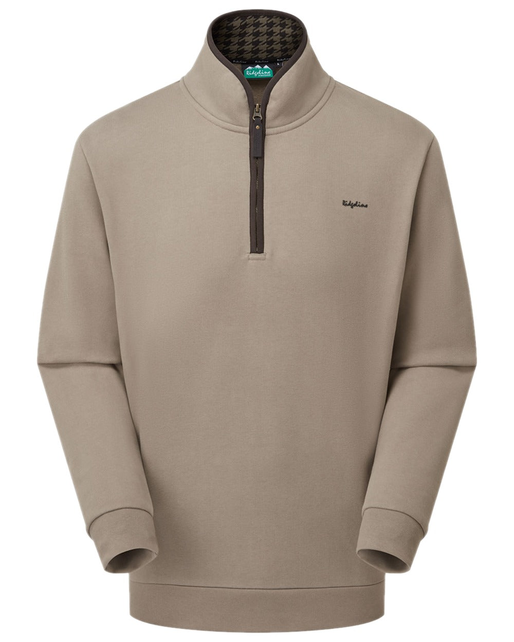 Roasted Cashew Coloured Ridgeline Mens Brancaster Quarter Zip Top on white background 