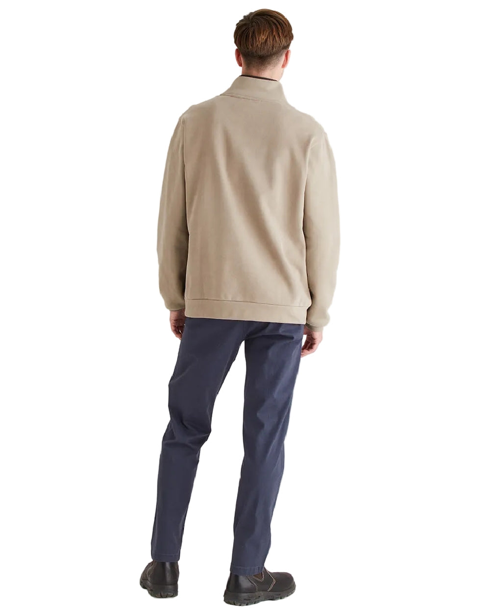 Roasted Cashew Coloured Ridgeline Mens Brancaster Quarter Zip Top on white background 