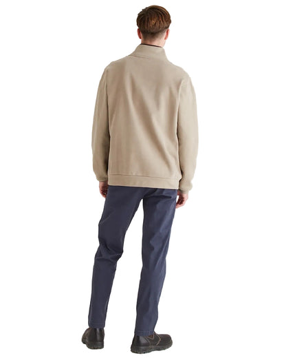 Roasted Cashew Coloured Ridgeline Mens Brancaster Quarter Zip Top on white background 