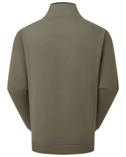 Smokey Olive Coloured Ridgeline Mens Brancaster Quarter Zip Top on white background 