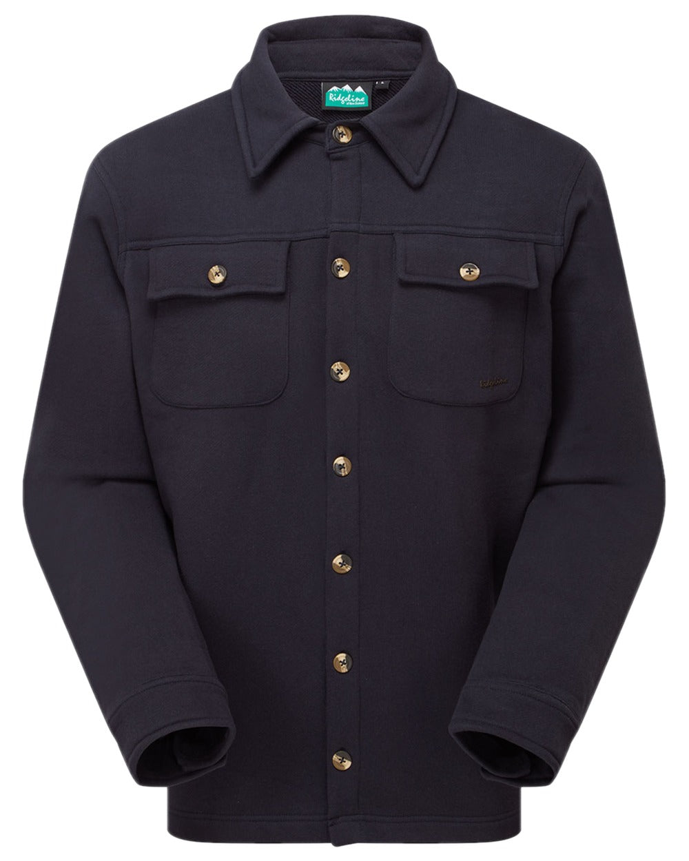 Navy Coloured Ridgeline Mens Burnham Work Shirt on white background 