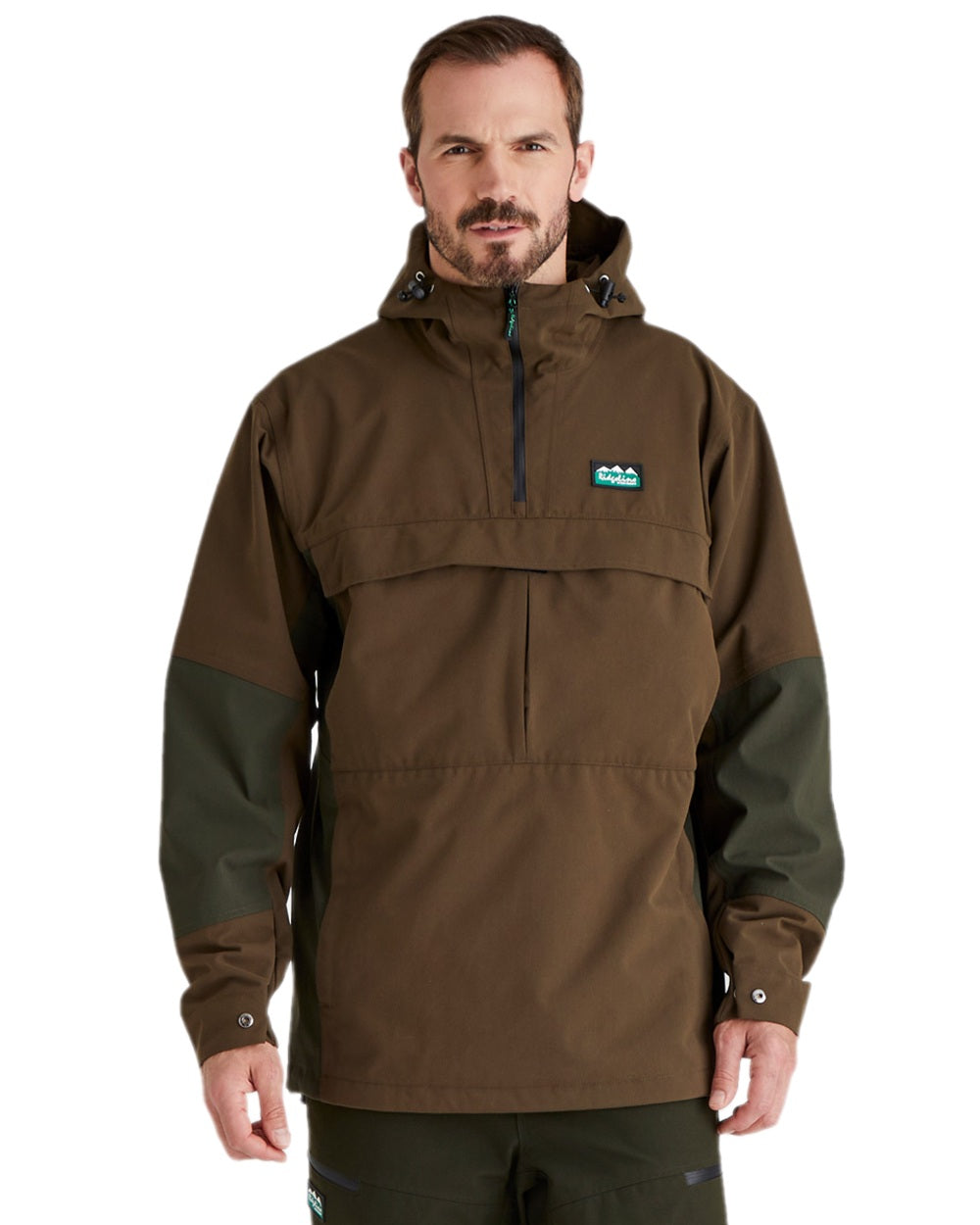 Bark Deep Forest Coloured Ridgeline Mens Cambrian Smock on white background 