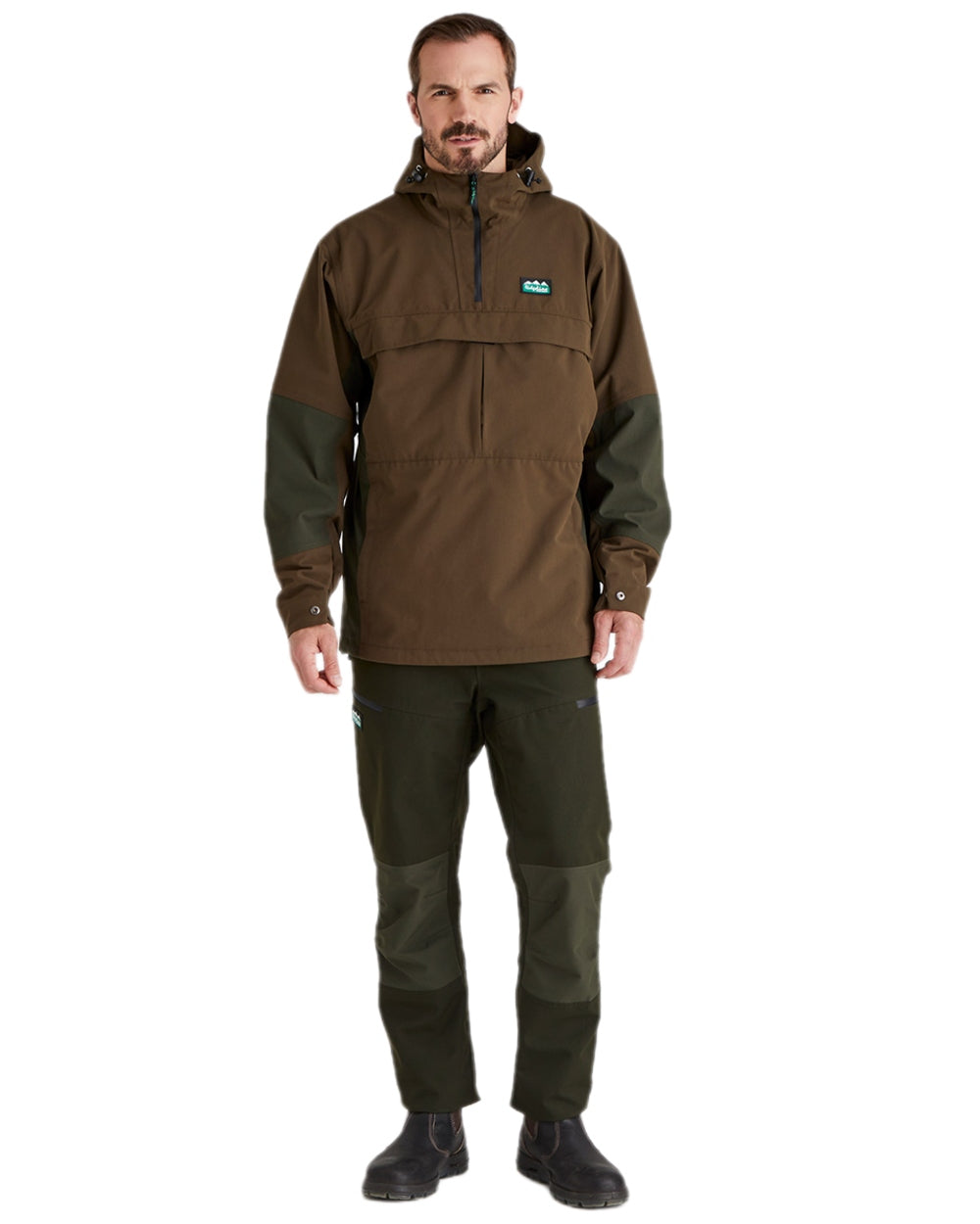 Bark Deep Forest Coloured Ridgeline Mens Cambrian Smock on white background 