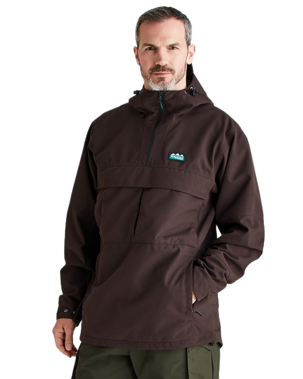 Deep Bark Coloured Ridgeline Mens Cambrian Smock on white background 
