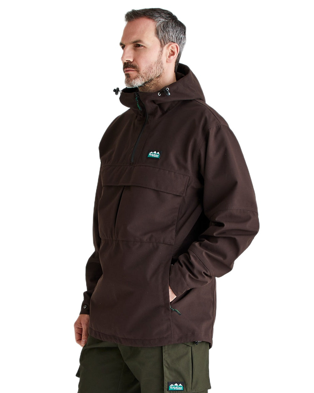 Deep Bark Coloured Ridgeline Mens Cambrian Smock on white background 