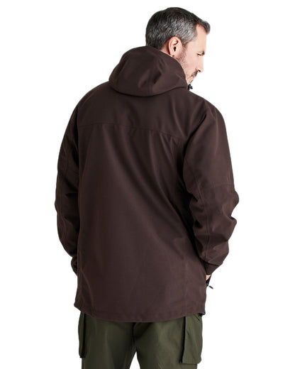 Deep Bark Coloured Ridgeline Mens Cambrian Smock on white background 