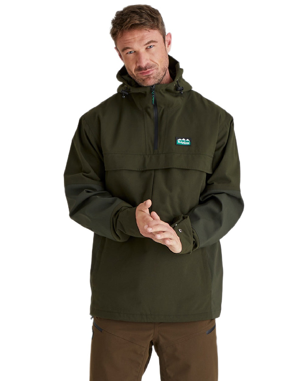 Deep Forest Coloured Ridgeline Mens Cambrian Smock on white background 
