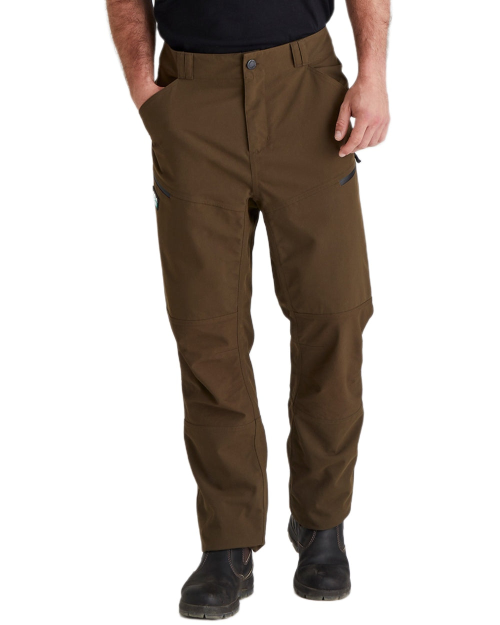 Bark coloured Ridgeline Mens Cambrian Trousers on white background 