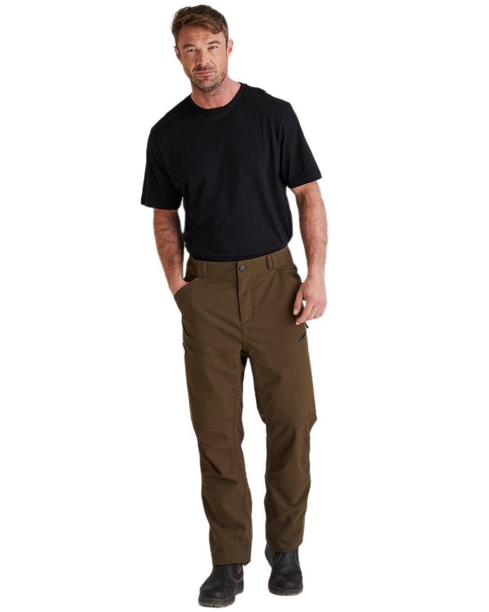 Bark coloured Ridgeline Mens Cambrian Trousers on white background 