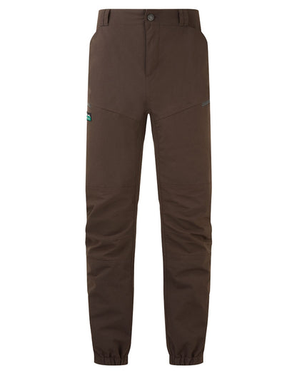 Deep Bark coloured Ridgeline Mens Cambrian Trousers on white background 