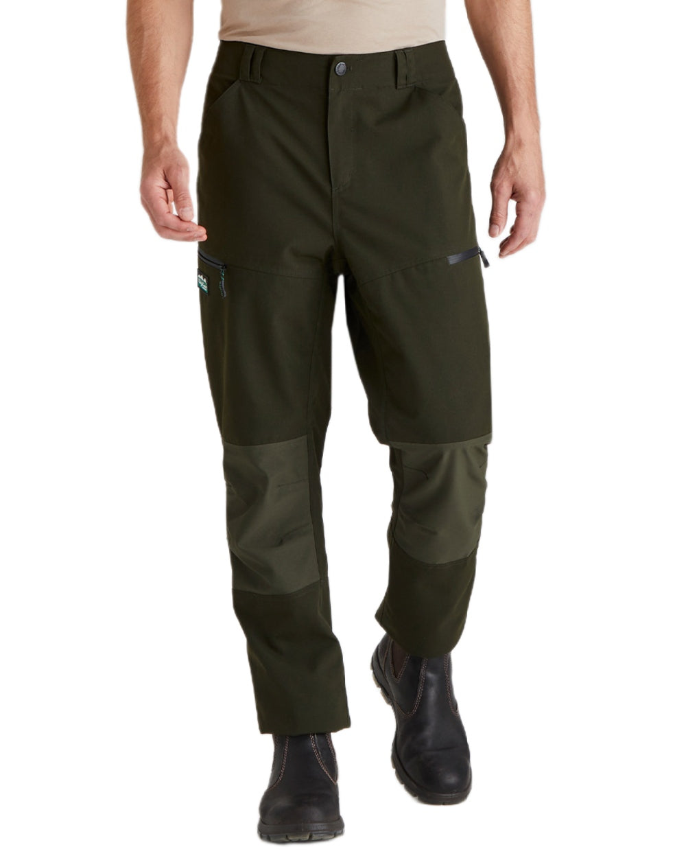Deep Forest coloured Ridgeline Mens Cambrian Trousers on white background 